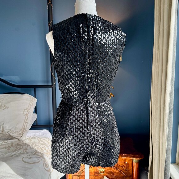 1960s Vintage Black Sequin Romper - Picture 6 of 14